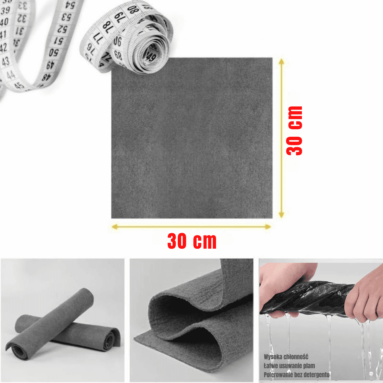 Magiczne ściereczki, do mycia szyb okien luster 30x30cm bez smug - 3 sztuki